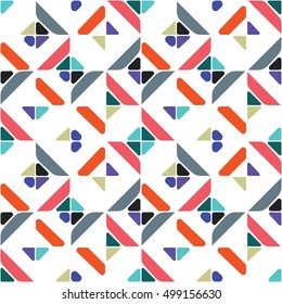Abstract geometric seamless pattern with multicolored diagonal striped patterns, colorful vector rhombus background for web and print