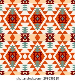 Abstract geometric seamless pattern, native american style inspired vector illustration