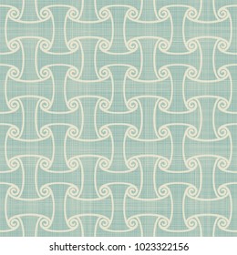 Abstract geometric seamless pattern on texture background in turquoise and beige. Seamless pattern in oriental style for ceramic tile, wallpaper, linoleum, textile, web page background