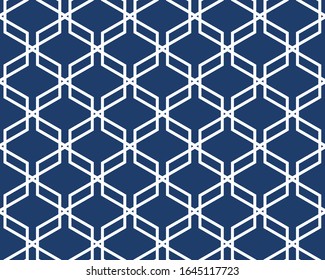 Abstract geometric seamless pattern on blue background vector illustration.