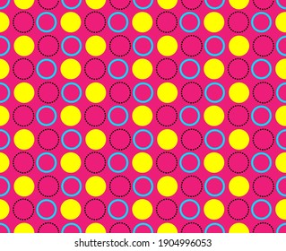 Abstract geometric seamless pattern on pink background. Memphis pattern. Seamless geometric vintage background. Vector