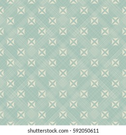 Abstract geometric seamless pattern on texture background in beige and turquoise colors. Endless trellis pattern can be used for ceramic tile, wallpaper, linoleum, textile, web page background.
