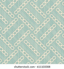 Abstract geometric seamless pattern on texture background in beige and turquoise colors. Endless trellis pattern can be used for ceramic tile, wallpaper, linoleum, textile, web page background.