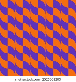 Abstraktes geometrisches nahtloses Muster in Orange und Lila. Idee für Halloween-Thema. Fliesenmuster. Verwendung für Hintergrund , Tapete, Karte, Umschlag oder Dekoration, Papier, Textil und so weiter