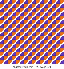 Abstract geometric seamless pattern in orange, purple and white color. Idea for Halloween theme. Tile pattern. Use for background , wallpaper, card, cover or decoration, paper, textile and etc
