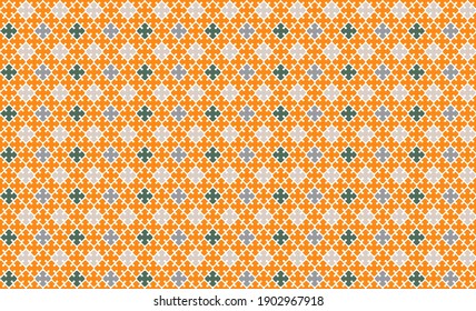 Abstract geometric seamless pattern in orange,grey,muted green color. Jigsaw  element design, for paper cover  fabric interior decor and other users.