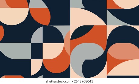 Abstraktes geometrisches nahtloses Muster mit organischen Formen in gedeckten Farben für moderne Hintergründe