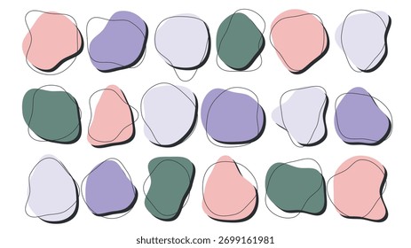 Patrón geométrico Abstractas sin fisuras con Formas orgánicas colores pastel Diseño de fondo mínimo Textura contemporánea de moda Línea dibujada a mano Arte decorativo moderno Ilustración vectorial de fondo
