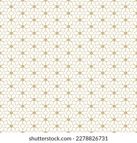 Resumen del patrón geométrico sin costuras en estilo oriental. Textura de líneas ornamentales vectoriales, elegante entramado floral, malla, tejido. El lujo tradicional. Ornamento de oro sutil, diseño repetido moderno