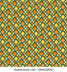 Resumen del patrón geométrico sin costuras. La decoración es de balanza naranja y amarilla de diferente tamaño. Diseño cutáneo reptil