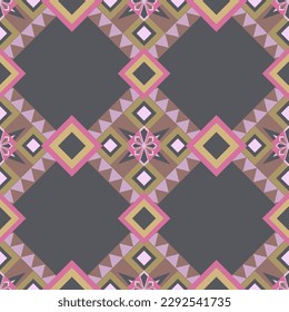 Abstract geometric seamless pattern ornament. Background design, wallpaper, fabric, print, decorative element. Modern trend in ethnic style, boho. Vector illustration.