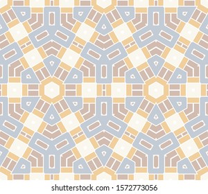 Abstract geometric seamless pattern.  Ornamental geometrical background. Mosaic, tail. Wrapping paper. Vector illustration.          