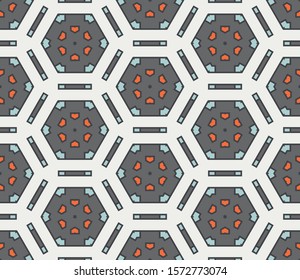 Abstract geometric seamless pattern.  Ornamental geometrical background. Mosaic, tail. Wrapping paper. Vector illustration.          