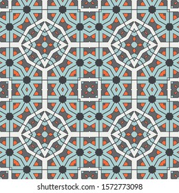 Abstract geometric seamless pattern.  Ornamental geometrical background. Mosaic, tail. Wrapping paper. Vector illustration.          