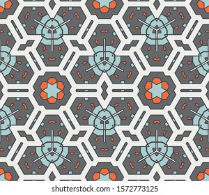 Abstract geometric seamless pattern.  Ornamental geometrical background. Mosaic, tail. Wrapping paper. Vector illustration.          