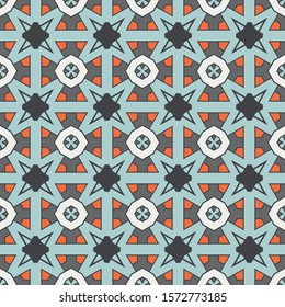 Abstract geometric seamless pattern.  Ornamental geometrical background. Mosaic, tail. Wrapping paper. Vector illustration.          