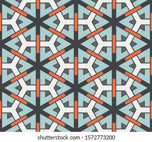 Abstract geometric seamless pattern.  Ornamental geometrical background. Mosaic, tail. Wrapping paper. Vector illustration.          