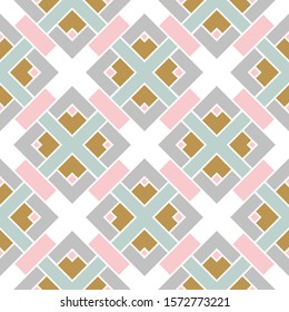 Abstract geometric seamless pattern.  Ornamental geometrical background. Mosaic, tail. Wrapping paper. Vector illustration.          