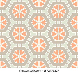 Abstract geometric seamless pattern.  Ornamental geometrical background. Mosaic, tail. Wrapping paper. Vector illustration.          