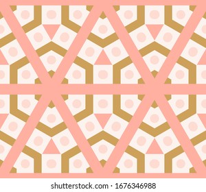 Abstract geometric seamless pattern.  Ornamental geometrical background. Mosaic, tail. Wrapping paper. Vector illustration.          