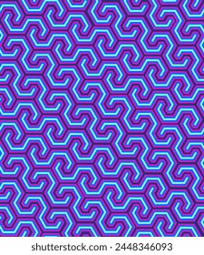 Abstract geometric seamless pattern for packaging. Blue violet seamless pattern on a dark background