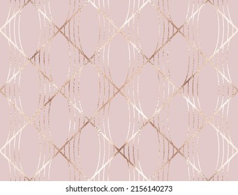 Abstract geometric seamless pattern with pale gold decorative rhombus tiles.