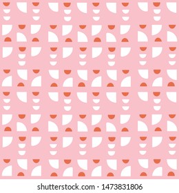 Abstract geometric seamless pattern in pink, orange and white. Modern vector repeat design.