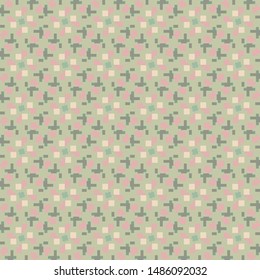 Abstract geometric seamless pattern in pink and green. Textile printing, web design, wallpaper, border
