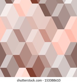 Abstract geometric seamless pattern in pink and brown, vector