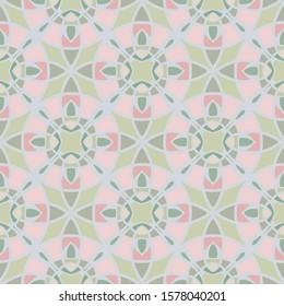 Abstract geometric seamless pattern in pink and green. Textile printing, web design, wallpaper, border