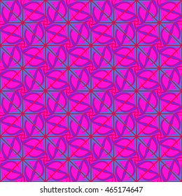 Abstract geometric seamless pattern in pink, blue and turquoise cyan colors.