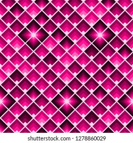 Abstract geometric seamless pattern with plastic pink squares.