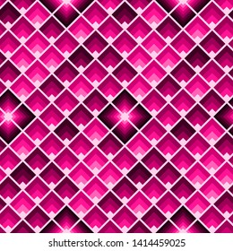 Abstract geometric seamless pattern with plastic pink squares