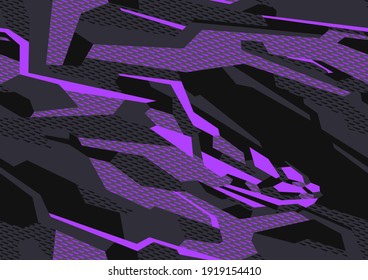 Abstract geometric seamless pattern with polygonal shapes. Modern digital camo texture ornament for racing vinyl print. Vector background.