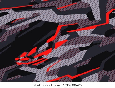 Abstract geometric seamless pattern with polygonal shapes. Modern digital camo texture ornament for racing vinyl print. Vector background.