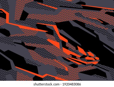 Abstract Geometric Seamless Pattern With Polygonal Shapes. Modern Digital Camo Texture Ornament For Racing Vinyl Print. Vector Background.