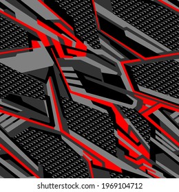 Abstract geometric seamless pattern with polygonal shapes. Modern digital camo texture ornament for racing vinyl print. Vector background.