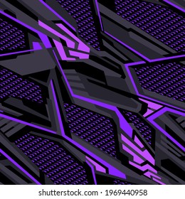 Abstract geometric seamless pattern with polygonal shapes. Modern digital camo ornament for racing vinyl print. Vector background.
