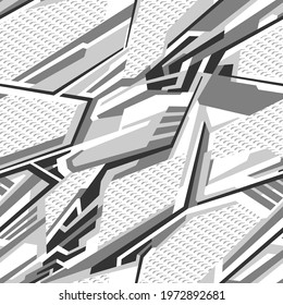Abstract geometric seamless pattern with polygonal shapes. Modern digital camo texture ornament for racing vinyl print. Vector background.