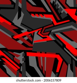 Abstract geometric seamless pattern with polygonal shapes. Modern digital camo texture ornament for racing vinyl print. Vector background.