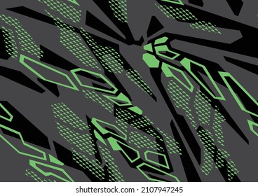 Abstract geometric seamless pattern with polygonal shapes. Modern digital camo texture ornament for racing vinyl print. Vector background.