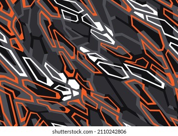 Abstract Geometric Seamless Pattern With Polygonal Shapes. Modern Digital Camo Texture Ornament For Racing Vinyl Print. Vector Background.