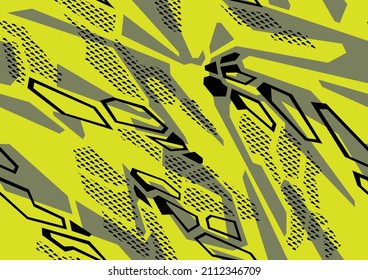 Abstract geometric seamless pattern with polygonal shapes. Modern digital camo texture ornament for racing vinyl print. Vector background.