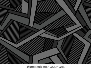 Resumen del patrón geométrico sin costuras con formas poligonales. Ornamento moderno de textura de camo para tela, moda y envolver de vinilo. Fondo vectorial.