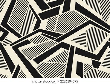 Abstract geometric seamless pattern with polygonal shapes. Flat modern texture for fabric and fashion print. Vector background.