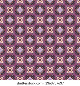Abstract geometric seamless pattern in purple and pink. Textile printing, web design, wallpaper, border