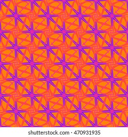 Abstract geometric seamless pattern in purple and orange colors.