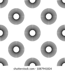 Abstract geometric seamless pattern. Radial vector ornament. Black and white background.