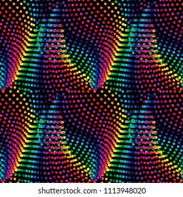 Abstract geometric seamless pattern. Rainbow stripes point .Vector illustration.