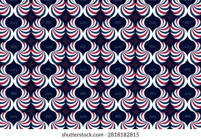 Abstract geometric seamless pattern with red blue and white circular swirl pinwheel shapes